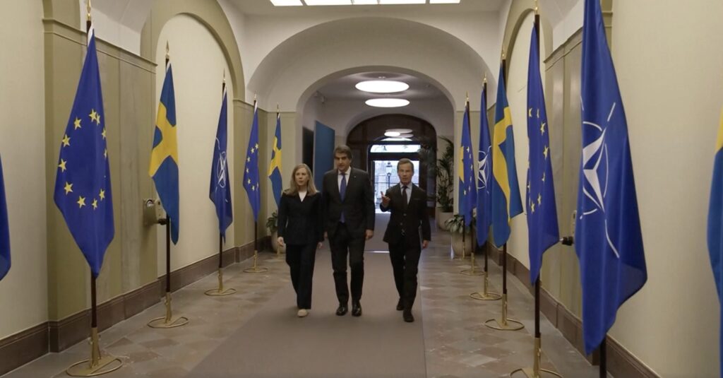 Swedish Prime Minister and an EU Commissioner at the Swedish Parliament, filmed by a freelance Videographer in Stockholm