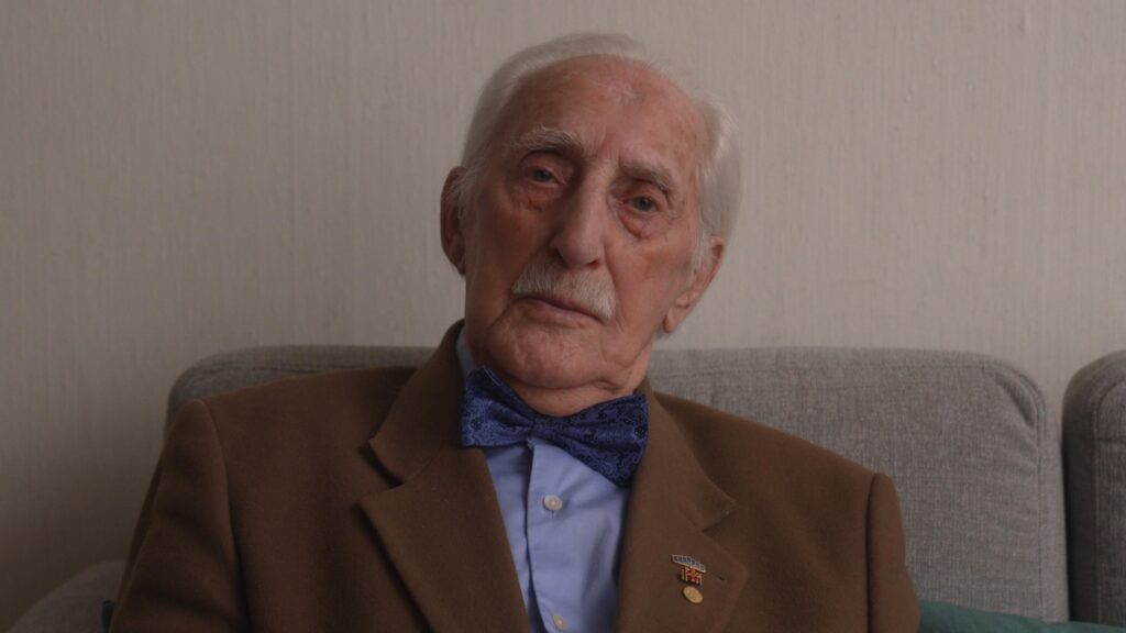 Videographer in Stockholm filming an interview with a Holocaust survivor for German television